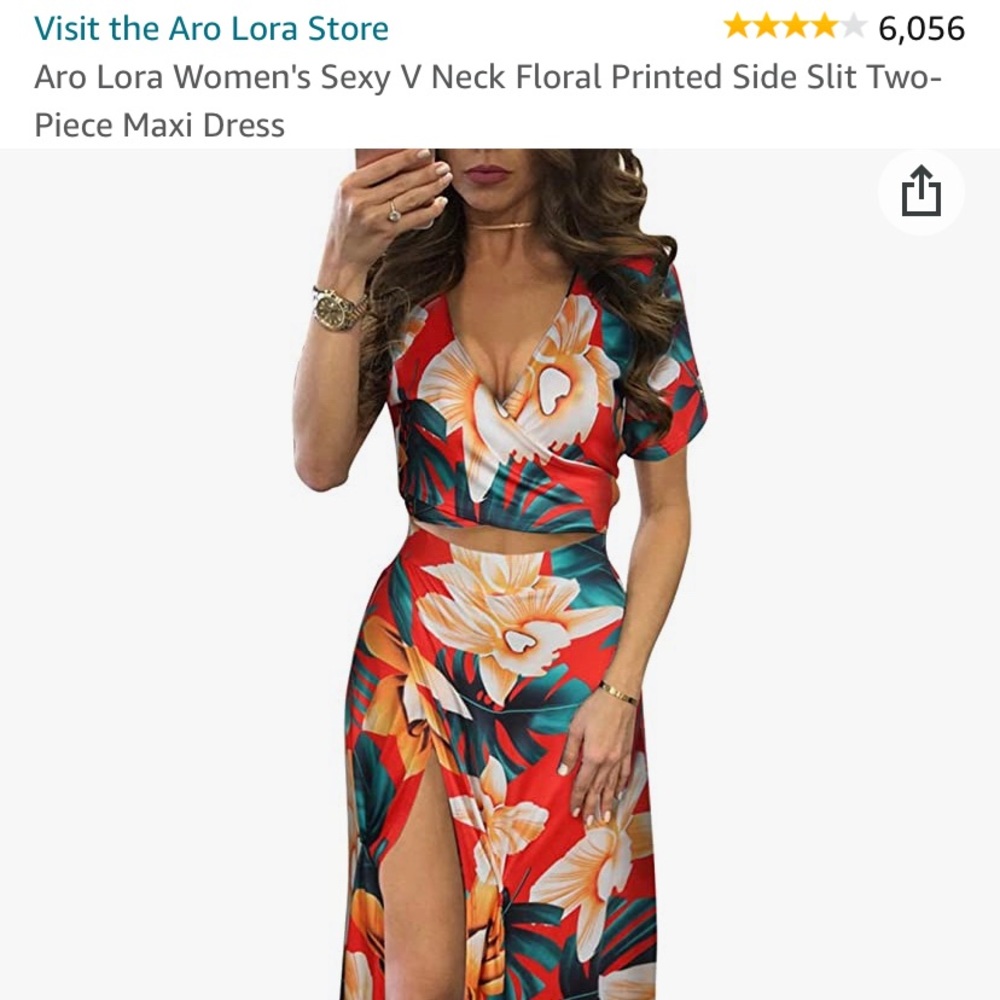 floral print matching skirt/crop top set